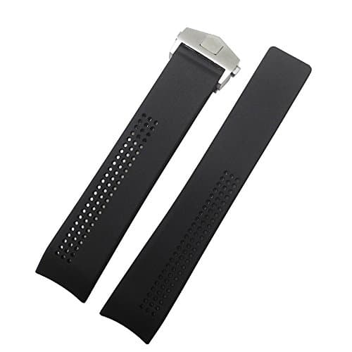 20mm Black Rubber Watch Band Strap with Silver Clasp For Tag Heuer Carrera FT6007