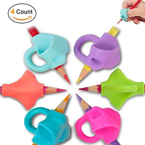 Pencil Grips,New Design Ergonomic Writing Aid Grip Trainer Posture Correction Finger Grip for Kids Children Preschoolers Kindergarten Toddler Adults Special Needs for Lefties or Righties(4PCS)