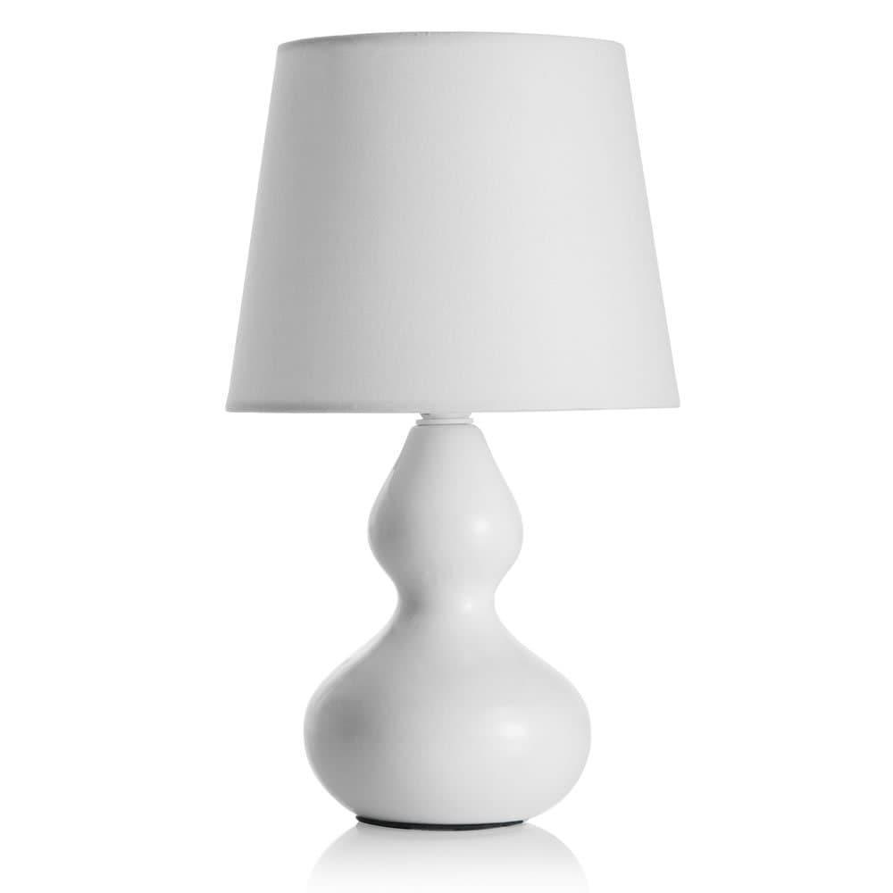 Contemporary Ceramic Bedside Table Lamp White Base White Shade