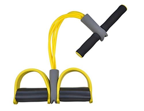 Anndeeson 4 Tubes Foot Pedal Elastic Pull Rope Resistance Training Expander (Yellow)