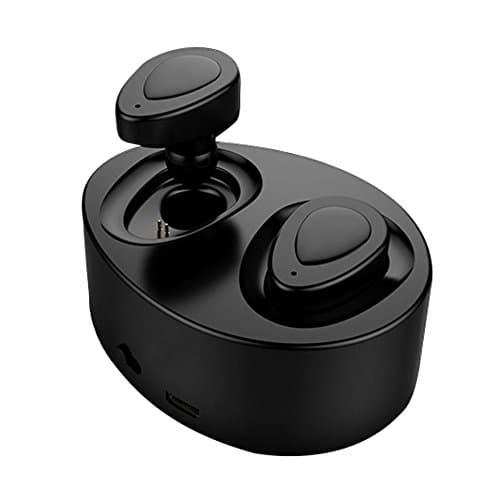 Beright Syllable Truly Wireless Bluetooth Earbuds Headphones with Charging Box Noise Cancelling Sweatproof Bluetooth Headphones t for iPhone iPad Samsung Android D900Mini (black) (K2)