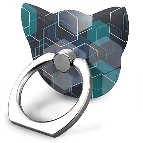 Blue Hexagon 360 Degree Rotation Ladies Cat-Shaped Universal Mobile Phone Ring Bracket Hairpin Ring Finger Smartphone