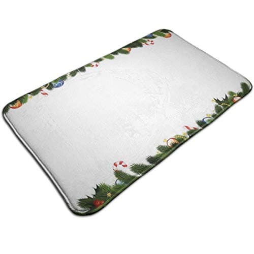 KINKPH Bath Mat,Fir Tree Branches With Christmas Theme Candy Canes Baubles Festive Winter Holiday,Plush Bathroom Decor Mat Non Slip Backing,19.5 * 31.5 inch