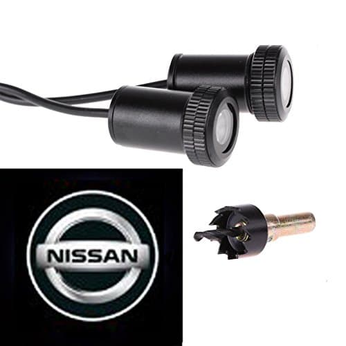 Slite Universal Car LED Projector Door Lamp Ghost Shadow Welcome Light Laser Emblem Logo Kit for BMW with Stylus Dust Plug- 1 Pair (Nissan)