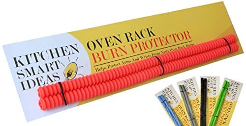Silicone Oven Rack Burn Protector, High Heat Resistant, Prevent Nasty Arm and Wrist Burns, Food Grade, by Kitchen Smart Ideas, Set of 2, 5 Color Variations (Red)