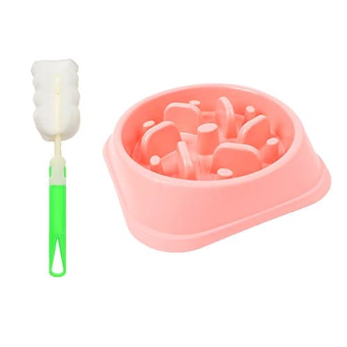 Johomoon Pet Slow Feeder Bowl, Interactive Fun Feeder Slow Feed Anti Bloat Puzzle Maze Jungle Bowl (Pink)