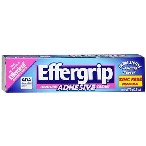 Effergrip Extra Strong Denture Adhesive Cream, Zinc Free 2.5 oz (Pack of 6)