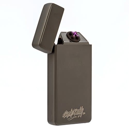 Electric Plasma Cross Arc Lighter by SmokeDaddy Pro - Flameless, Windproof and Butane Free - Use with Cigars, Cigarettes, Candles (Silver)