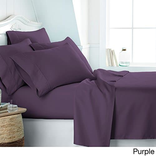 Roch Linen 100% Organic Cotton Sheet Set, 500 Thread Count - GOTS Certified 24'' Deep Pockets - Easy Fit - Breathable &amp; Cooling Sheets - Wrinkle Free - Comfy Bedding Set(Purple/King)