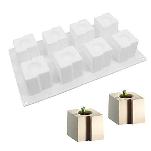 BESICA 3D White Silicone Cake Pan 8-cavity Square Z-shape Mousse Cake Mold