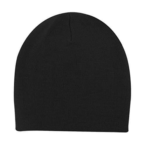 Queenly Unisex Solid Color Rib Knit Hat, Stretch Slouchy Beanie Skull Cap, Black