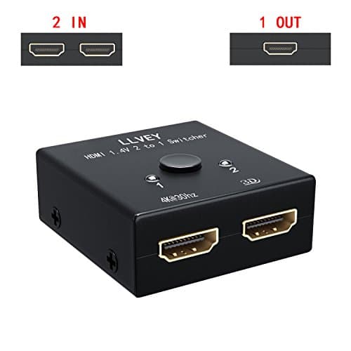 HDMI Switches, 2 Port HDMI Switch, HDMI Switch Bi directional, HDMI Switch Box Support 4K, 3D, FULL HD 1080P, HDMI Switch for PS4, Xbox, Amazon Fire TV