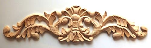 17-3/4"W X 4-3/4"H X 3/8", Hand Carved Solid Wood Acantus Style Applique Onlay Corbel. OW381