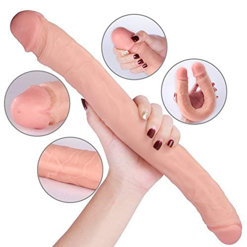 15 inch Double Ended Headed D-i-l-d-ò Super Soft for Women Men Wand Lifelike Massage Toys (Flesh 2)
