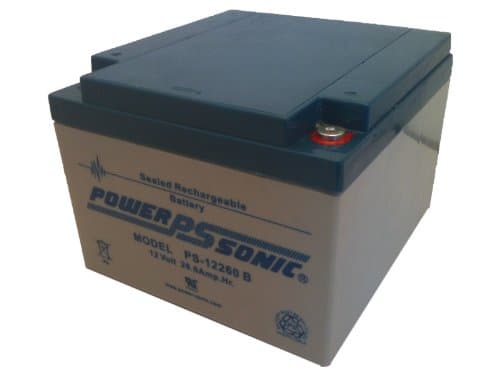Powersonic PS-12260B - 12 Volt/26 Amp Hour Sealed Lead Acid Battery with Threaded Insert Terminal
