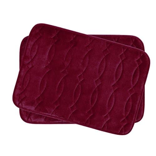 Bounce Comfort Grecian Micro Plush Memory Foam Bath Mat Set, 17" x 24", Barn Red (Set of 2)
