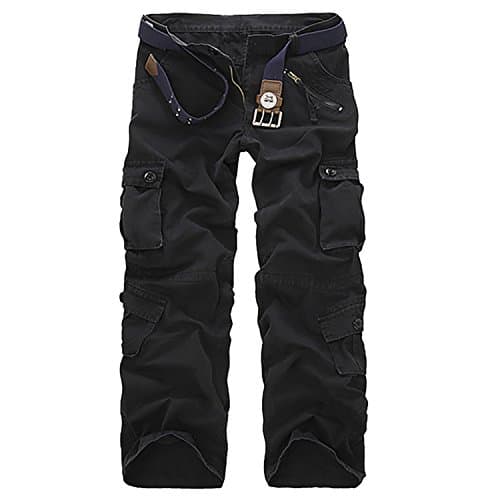 Yin chen Mens Casual Active Military Work Cargo Pants-Black-30