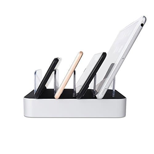 TOMROW 4-Port USB Charging Station Dock Organizer for iPhone, iPad, Tablets and Other USB-Charged Devices (Sliver)