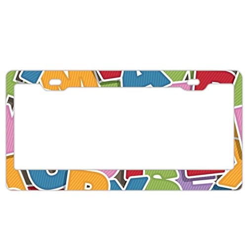 EXMENI Alphabet Pattern License Plate Frame Theft-proof Frames Stainless Steel Board Frames