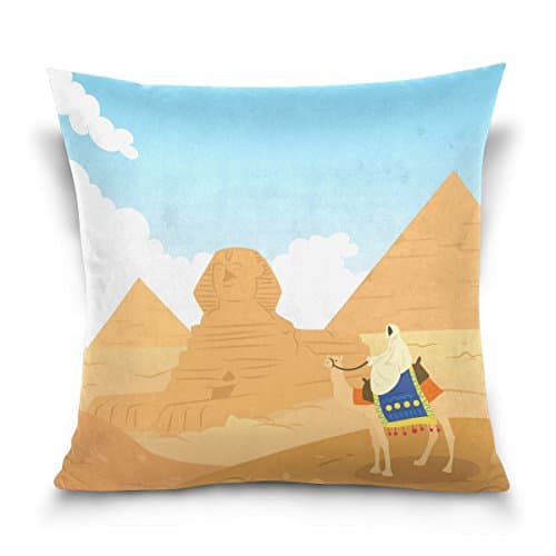 Blue Viper Egyptian Theme Egypt Desert Landscape Decorative Square Throw Pillow Case Cushion Cover for Sofa Bedroom Car Double-Sided Design 18 x 18 inch