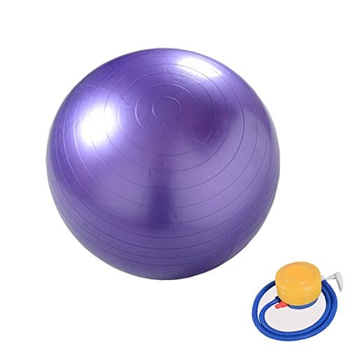 Runhigh Extra Thick Anti-Burst Stability Exercise Swiss Ball for Yoga, Balance, Workout, Fitness, Gym, Pilates &amp; Physical Therapy with Pump (purple, 55cm)