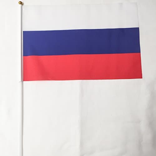 Russia 12-Pack 4 x 6 Inch Polyester Country Hand Flags Desk Waving Parade