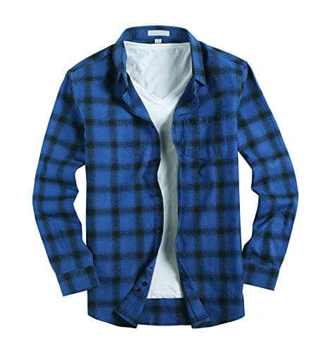 Men's Casual Button Down Shirts Long Sleeve Regular Fit Plaid Flannel Shirt