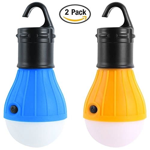 2 Pack - Portable Water Proof LED Lantern Tent Light Bulb for Backpacking Camping Hiking Fishing Emergency Light Camping Equipment Gear for Outdoor &amp; Indoor Night Lamp - Battery Powered