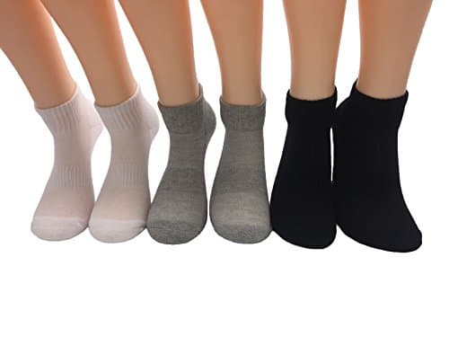 Men Low Cut Socks 100 Cotton 6 Pairs Athletic Running Cushion Sports Ankle Socks Non Slip(Black/White/Gray)