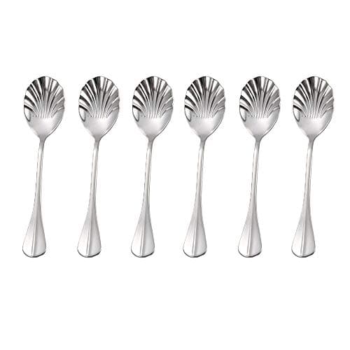 Coffee Spoon Stainless Steel 6PCS Vintage Shell Shape Coffee Spoon Stainless Steel Teaspoons Stir Spoons Sugar Spoon Dessert Cake Ice Cream Soup Spoon Table Spoonn for Dessert, Tea