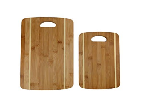 Uniqueware 2-Pack Bamboo Cutting Board Set- Premium Chopping Board Set- Large+ Medium Butcher Block, Best Meat, Bread Kitchen Carving Board Set W/ Handle- Top Convenience For Home &amp; Professional Cooks