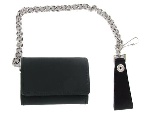 Geronimo BW1018 Black Tri-Fold Leather Wallet with Hidden Snaps