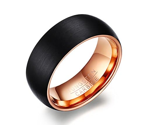 MP 8mm Mens Personalized Tungsten Carbide Black Wedding Band Ring Matte Finished Customized Engraving