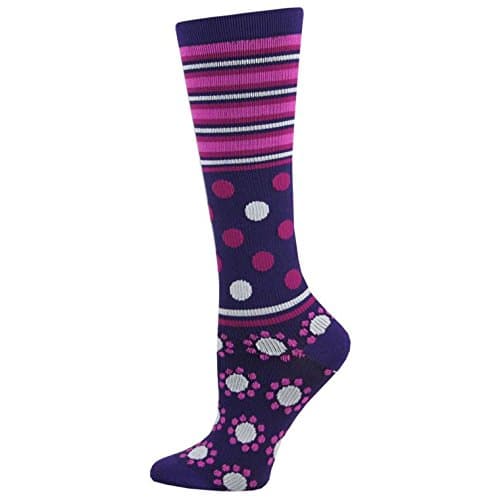 Think Medical Women's 10-14 Mmhg Compression Socks Medium Purple Abstract Dot