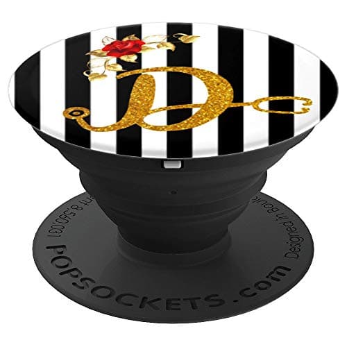 Rose Letter D Initial Monogram Nurse Gold Stethoscope Gift - PopSockets Grip and Stand for Phones and Tablets