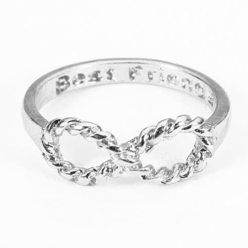Silver Plated Best Friends Words Bowknot Infinity Finger Ring by Chonlyshop