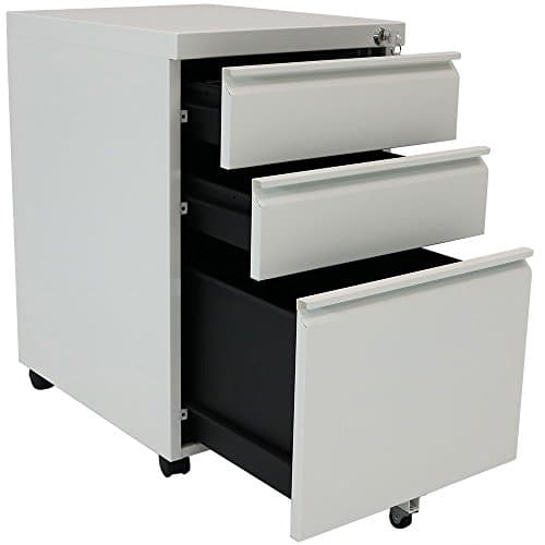 Rolling Steel 3-Drawer Wheeled Mobile File Cabinet with Lock for Home or Office by CASL Brands