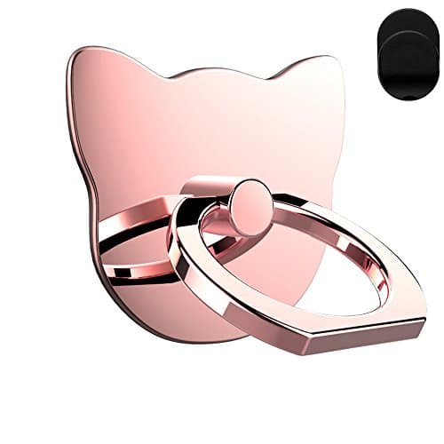 AIQAA Phone Ring Cell Phone Stand Grip Car Mount Holder All Metal Material for All Phones (Cat Rose Gold)