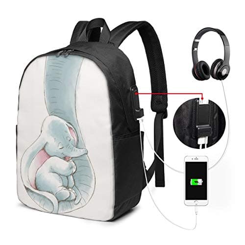 Dumbo Being Held by His Mother's USB Backpack 17 Inch Travel Computer Bag School Bookbag