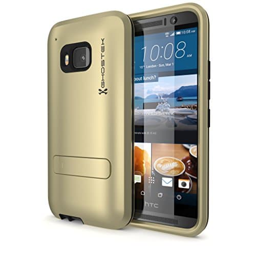 M9 Case, Ghostek Bullet Series for HTC One M9 Slim Premium Protective Armor Hybrid Impact Fitted Smooth Hard Soft Cover Carrying Case | Screen Protector | Kickstand | Ultra Fit | Warranty (Gold)