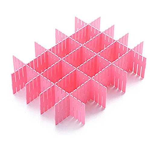 Ulifestar Adjustable Drawer Divider Closet Underwear Organizer,DIY Plastic Thickening Spacer Grid Keep Socks Scarves Towels Cosmetics Organized 8PCS (Pink)