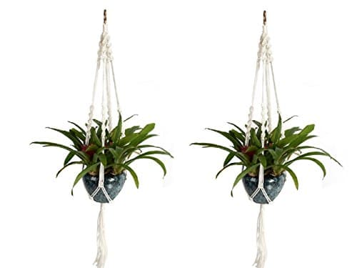 2pcs/set Nylon Plant Hanger Macrame 4 Leg 47" for Indoor Outdoor Ceiling Deck Balcony Round and Square Flower &amp; Plant Pots , White Nylon Rope