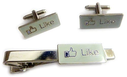 Facebook LIKE Button Social Media Network Internet TIE BAR CUFFLINKS SET