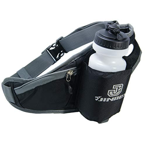 Jinrex Running Belt with Water Bottle, Running Fanny Pack with Adjustable Straps, Large Pocket Waist Bag Phone Blue