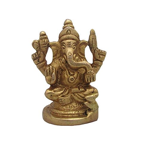 Universal World Brass Material Lord Ganesha Statue For Car Dashboard Large