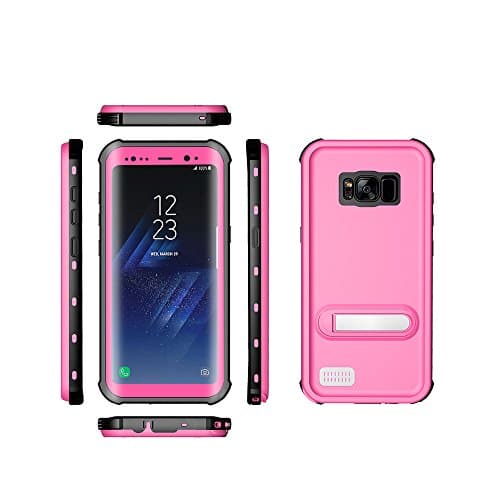 Samsung Galaxy S8 Plus Waterproof Case, Premium Full Sealed Underwater Shockproof Dirt-proof Snow-proof Case with Kickstand Cover for Galaxy S8 Plus 2017 Release, Retail Package (Pink)