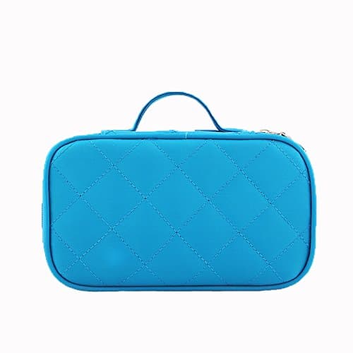 Inpluer Cosmetics Bag Double Layer Makeup Bag With Beauty Makeup Brush Bags Travel Kit Organizer Cosmetic Bag Professional Multifunctional Organiser For Women (Light Blue)