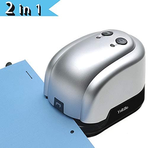 Electric Stapler Hole Puncher Office Desk Stapler Automatic (Sliver)