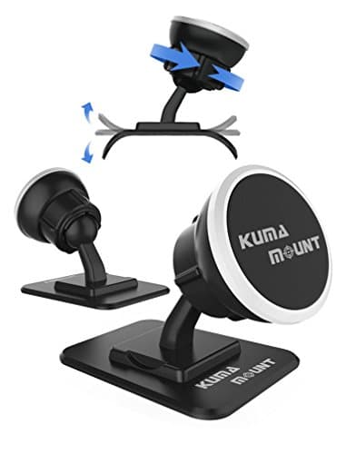 KUMA Mount Cling Car Mount Universal Stick on ANY SURFACE Magnetic Car Mount Holder for iPhone 7 6 6S Plus 5S 5C 5 SE, Samsung Galaxy S6/S7 Edge Plus S5 Note 5 4 3, LG G5, Nexus 6P 5X More, Black
