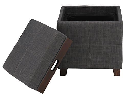 Storage Coffee Table Ottoman Grey Eco Friendly Reversible Tray Footstool Cube